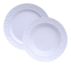 Jogo 6 Pratos Rasos + 6 Pratos Fundos Tassel Porcelana Germer