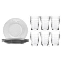 Jogo 6 Pratos Rasos Acqua + 6 Copos Ginga 265ml Conjunto Jogo 6 Pratos Rasos Acqua + 6 Copos Ginga 265ml Conjunto