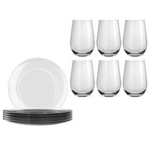 Jogo 6 Pratos Rasos Astral + 6 Copos Dubai 480ml Conjunto Jogo 6 Pratos Rasos Astral + 6 Copos Dubai 480ml Conjunto