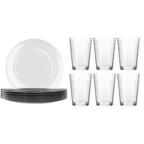 Jogo 6 Pratos Rasos Astral + 6 Copos Ginga 265ml Conjunto