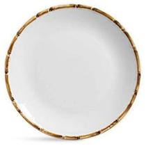 Jogo 6 Pratos Rasos Branco com borda de Bambu Scalla - 7897949416923 Jogo 6 Pratos Rasos Branco com borda de Bambu Scalla - 7897949416923