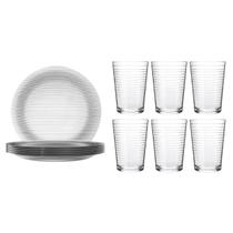 Jogo 6 Pratos Rasos Diamante + 6 Copos Ginga 265ml Conjunto Jogo 6 Pratos Rasos Diamante + 6 Copos Ginga 265ml Conjunto