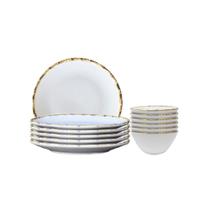 Jogo 6 Pratos Rasos e 6 Bowls 500ml Bambu 1ªLinha Scalla