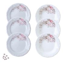 Jogo 6 Pratos Rasos e 6 Fundos Sopa Porcelana Schmidt Eterna 12 Peças