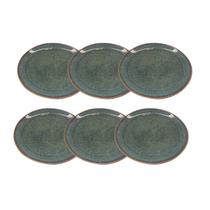 Jogo 6 Pratos Rasos em Porcelana Verde 26cm BM0008 BTC