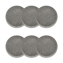 Jogo 6 Pratos Rasos Oxford 26 cm Flat Gray em Cerâmica Decorada