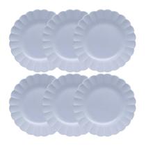 Jogo 6 Pratos Rasos Porcelana Oxford Flora Áster 27,5 Cm: Azul Candy Color