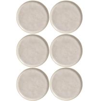Jogo 6 Pratos Rasos Porto Brasil Cerâmica Off White 27cm Bio Latte Mesa Posta