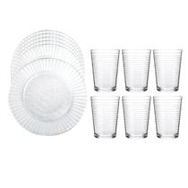 Jogo 6 Pratos Rasos Primavera + 6 Copos Ginga 265ml Conjunto