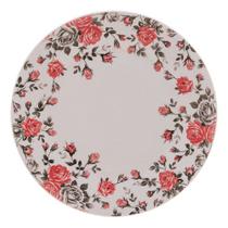 Jogo 6 Pratos Rasos Redondo De Porcelana Pink Garden 26cm Jogo 6 Pratos Rasos Redondo De Porcelana Pink Garden 26cm