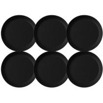 Jogo 6 Pratos Rasos Redondos 25cm Pratos Plástico Preto Serv Jogo 6 Pratos Rasos Redondos 25cm Pratos Plástico Preto Serv