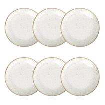 Jogo 6 Pratos Rasos Rústico Marrom Porcelana 25cm Tramontina