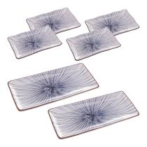 Jogo 6 Pratos Retangulares Sushi Koji Porcelana Wolff