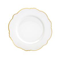 Jogo 6 pratos sobremesa 21 cm de porcelana branca com fio dourado Maldivas Wolff - 18054