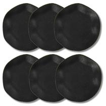 Jogo 6 Pratos Sobremesa 21,5cm Ryo Volcano Preto Fosco Oxford Porcelanas Jogo 6 Pratos Sobremesa 21,5cm Ryo Volcano Preto Fosco Oxford Porcelanas
