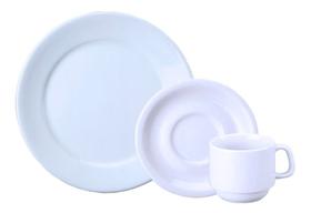 Jogo 6 Pratos Sobremesa 6 Xícaras Chá Cilíndrica Schmidt