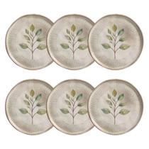 Jogo 6 Pratos Sobremesa Bio Evergreen 21,5cm Cerâmica Stoneware Porto Brasil