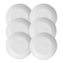 Jogo 6 Pratos Sobremesa Cerâmica Coup Branco Liso Alleanza 21cm