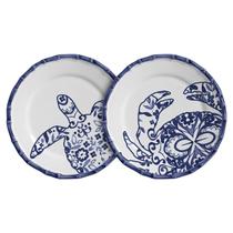 Jogo 6 Pratos Sobremesa Cerâmica Dolce Mare Azul Jogo 6 Pratos Sobremesa Cerâmica Dolce Mare Azul