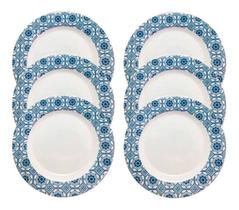 Jogo 6 Pratos Sobremesa Festa Decorado Plástico 20cm Jogo 6 Pratos Sobremesa Festa Decorado Plástico 20cm