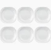 Jogo 6 Pratos Sobremesa Opalino Quadrado 19,5cm