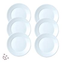 Jogo 6 Pratos Sobremesa Porcelana Branca Schmidt Convencional