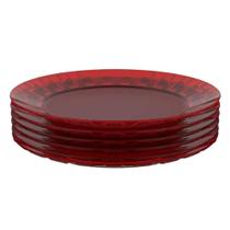 Jogo 6 Pratos Vermelhos Grandes 26cm Crippa Servir Mesa Posta Porções Aperitivos