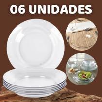 Jogo 6 Pratos Vidro Fundo 22cm Conjunto Duralex Astral Liso kit Transparente Jogo 6 Pratos Vidro Fundo 22cm Conjunto Duralex Astral Liso kit Transparente