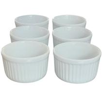 Jogo 6 Ramequim 150ml Forma Canelada - Porcelana Branca para Bolinhos e Sobremesas