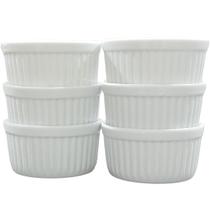 Jogo 6 Ramequim 250ml Forma canelada - Kit Porcelana Branca (2)