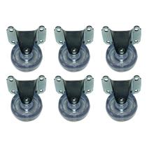 Jogo 6 Rodinhas 32mm Incolor San Rodízio Base Fixa 4 Furos