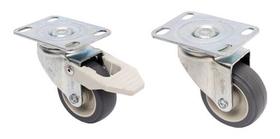 Jogo 6 Rodizios Placa Girat. 2pol. R210 Pvc (2 Com Freio + 4 Sem)
