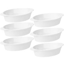 Jogo 6 Saladeiras Travessas para Servir Plástico Oval 550ml Branco Coza Uno Cozinha Porções Petiscos