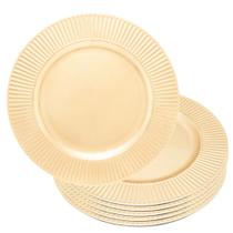 Jogo 6 Sousplat de Mesa Redondo Primer Dourado Plástico Lyor 33cm