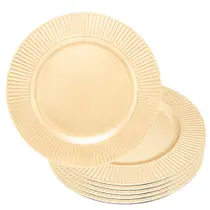 Jogo 6 Sousplat de Mesa Redondo Primer Dourado Plástico Lyor 33cm