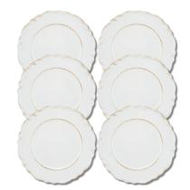 Jogo 6 Sousplat De Plástico Redondo Patinado Moon Branco Mesa Posta 33cm Lyor