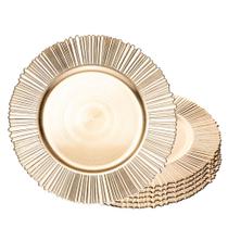 Jogo 6 Sousplat Redondo de Plástico Solar Dourado 33cm Wolff