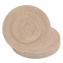 Jogo 6 Sousplat Redondo de Plástico Wolff com Textura de Rattan Bronze 33cm Jogo 6 Sousplat Redondo de Plástico Wolff com Textura de Rattan Bronze 33cm