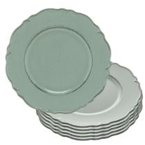 Jogo 6 Sousplat Redondo Patinado Plástico Moon Verde Entradas Sobremesa 25cm Lyor