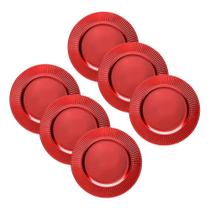 Jogo 6 Sousplat Redondo Primer Plástico Vermelho 33cm Lyor