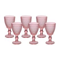 Jogo 6 Taça De Vidro Água Suco Gamma Pink Tiffany Bico Abacaxi Jaca 320ml - Haüskraft