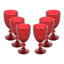 Jogo 6 Taça de Vidro Água Suco Roman Vermelho Wolff 345ml