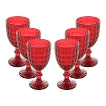 Jogo 6 Taça De Vidro água Suco Roman Vermelho Wollf 345ml