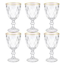 Jogo 6 Taça de Vidro com Borda Dourada Diamond Cor Transparente Água 320ml Haüskraft Premium Jogo 6 Taça de Vidro com Borda Dourada Diamond Cor Transparente Água 320ml Haüskraft Premium