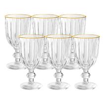 Jogo 6 Taça de Vidro com Borda Dourada Melina Premium Transparente para Água 260ml Haüskraft Jogo 6 Taça de Vidro com Borda Dourada Melina Premium Transparente para Água 260ml Haüskraft