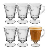 Jogo 6 Taça de Vidro para Cappuccino Lines Butterfly Borboleta Wolff 240ml