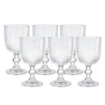 Jogo 6 Taça de Vidro Transparente Canelada 380ml Em Casa Tem