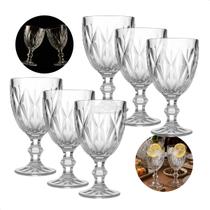 Jogo 6 Taça De Vidro Transparente Diamond 330ml Bico De Jaca Transparente
