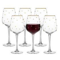 Jogo 6 Taça De Vinho Tinto 350ml Vidro Com Borda Dourada Linha Balls Wolff Jogo 6 Taça De Vinho Tinto 350ml Vidro Com Borda Dourada Linha Balls Wolff