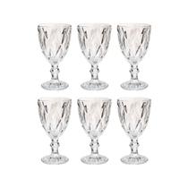 Jogo 6 Taça Diamante Bico De Jaca Vidro Transparente 300ml